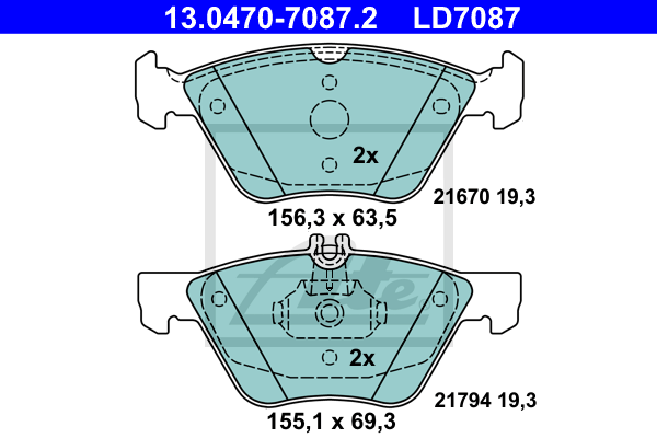 Set placute frana,frana disc 13.0470-7087.2 ATE