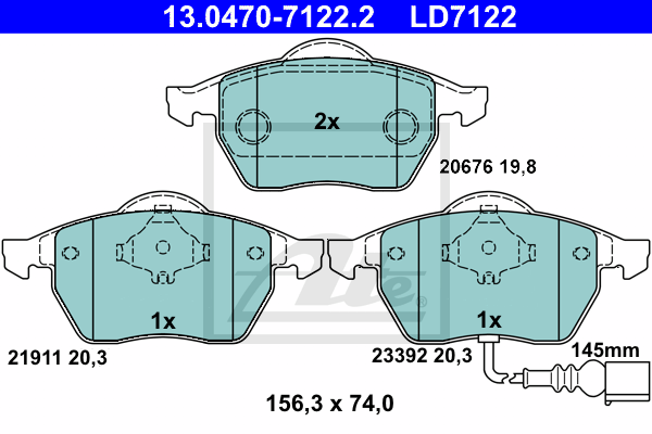 Set placute frana,frana disc 13.0470-7122.2 ATE