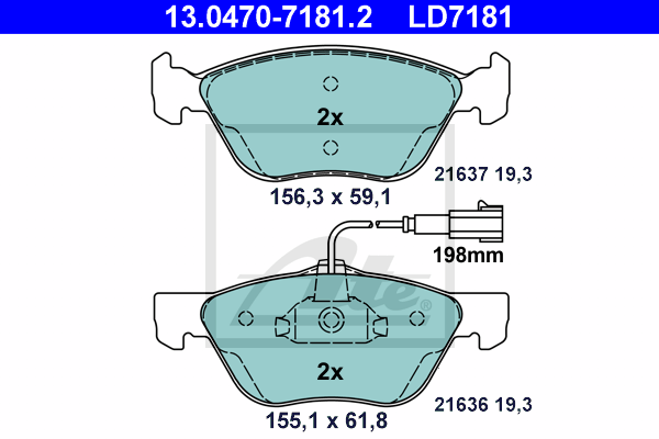 Set placute frana,frana disc 13.0470-7181.2 ATE