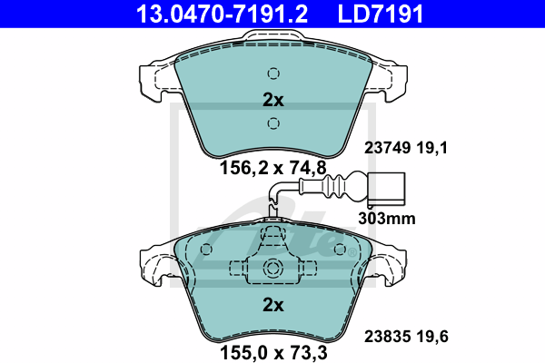 Set placute frana,frana disc 13.0470-7191.2 ATE