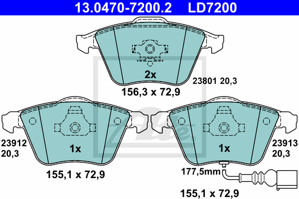 Set placute frana,frana disc 13.0470-7200.2 ATE