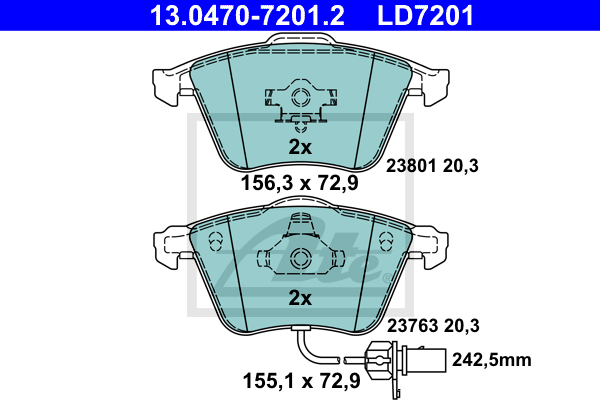 Set placute frana,frana disc 13.0470-7201.2 ATE