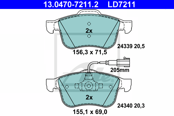 Set placute frana,frana disc 13.0470-7211.2 ATE