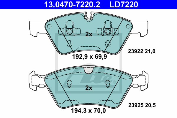 Set placute frana,frana disc 13.0470-7220.2 ATE