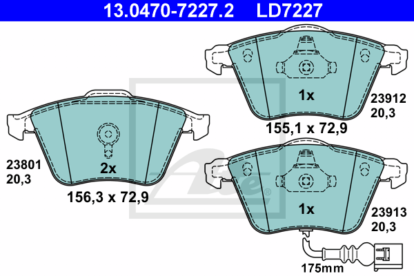 Set placute frana,frana disc 13.0470-7227.2 ATE