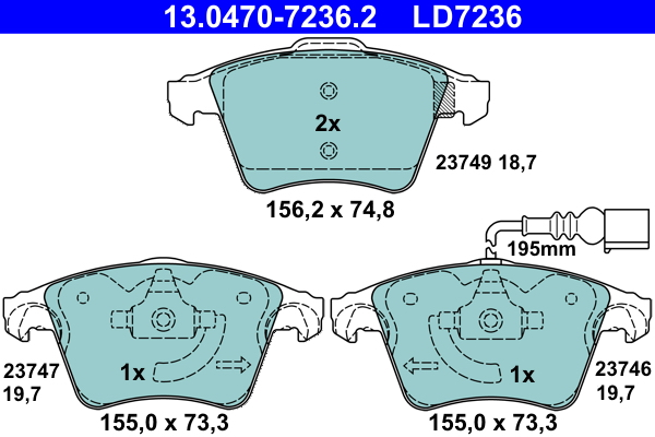 Set placute frana,frana disc 13.0470-7236.2 ATE