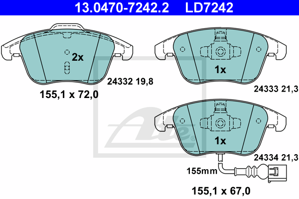 Set placute frana,frana disc 13.0470-7242.2 ATE