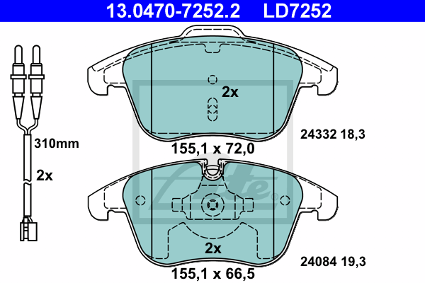 Set placute frana,frana disc 13.0470-7252.2 ATE