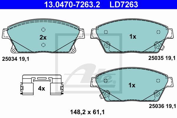 Set placute frana,frana disc 13.0470-7263.2 ATE