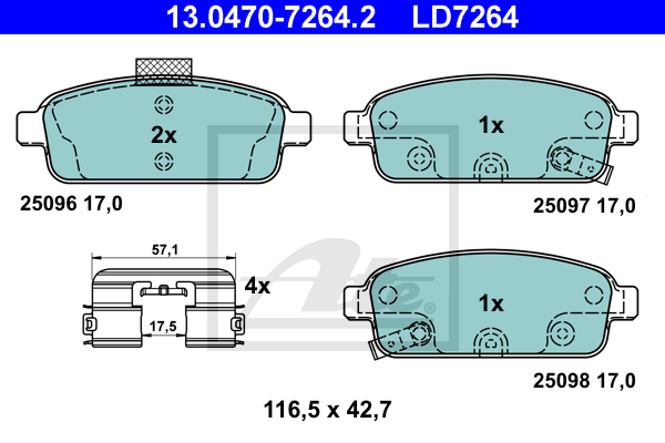 Set placute frana,frana disc 13.0470-7264.2 ATE