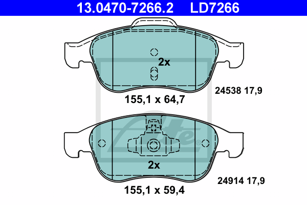 Set placute frana,frana disc 13.0470-7266.2 ATE