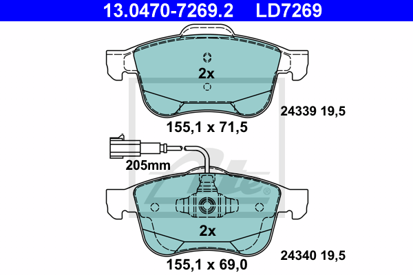 Set placute frana,frana disc 13.0470-7269.2 ATE