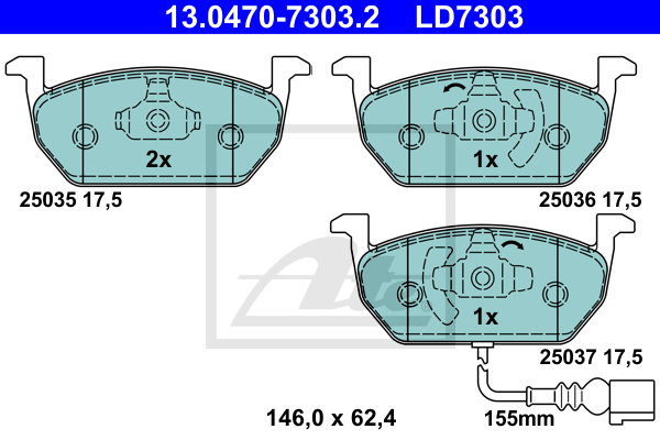 Set placute frana,frana disc 13.0470-7303.2 ATE