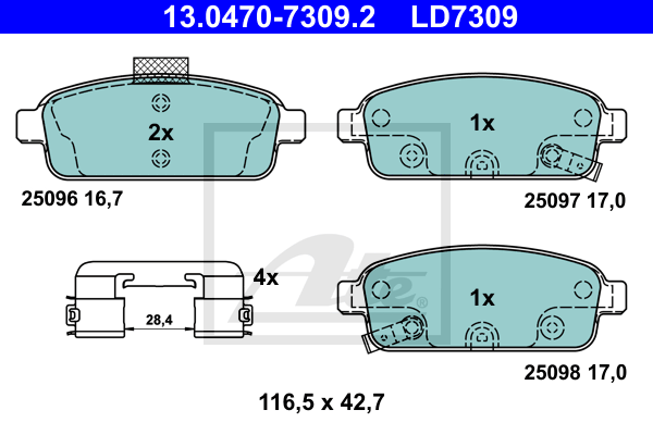 Set placute frana,frana disc 13.0470-7309.2 ATE