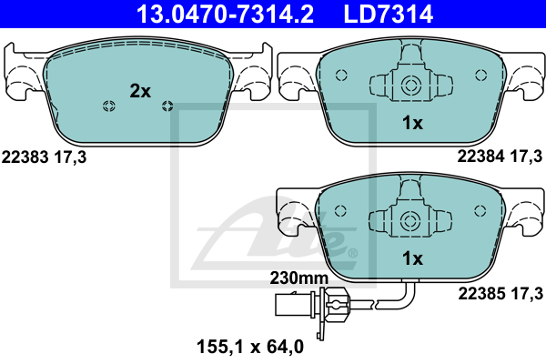 Set placute frana,frana disc 13.0470-7314.2 ATE