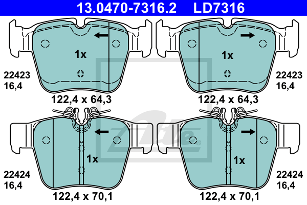 Set placute frana,frana disc 13.0470-7316.2 ATE