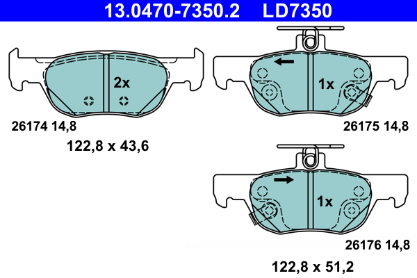 Set placute frana,frana disc 13.0470-7350.2 ATE