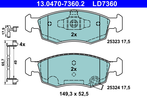 Set placute frana,frana disc 13.0470-7360.2 ATE