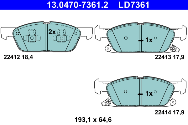 Set placute frana,frana disc 13.0470-7361.2 ATE