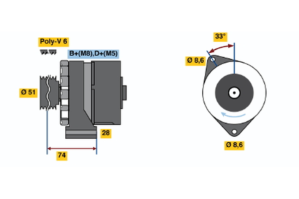 Generator / Alternator 0 986 039 620 BOSCH