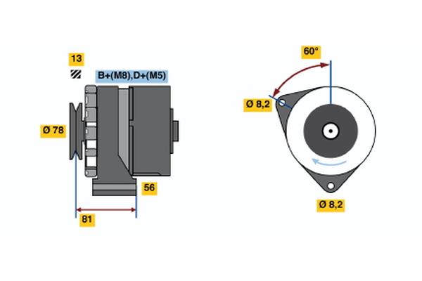 Generator / Alternator 0 986 034 080 BOSCH