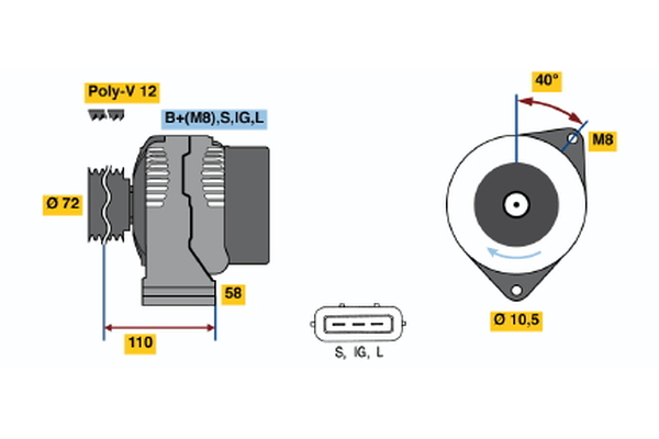 Generator / Alternator 0 986 046 040 BOSCH