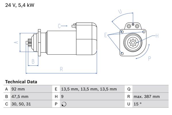 Starter 0 986 011 570 BOSCH