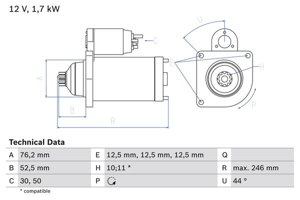 Starter 0 986 020 250 BOSCH