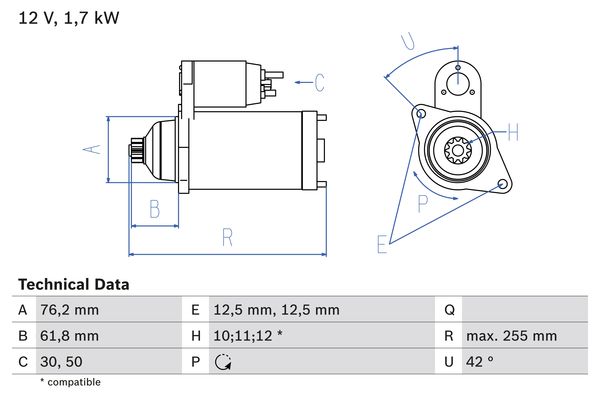 Starter 0 986 020 260 BOSCH