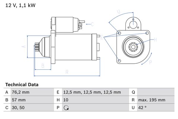 Starter 0 986 020 330 BOSCH