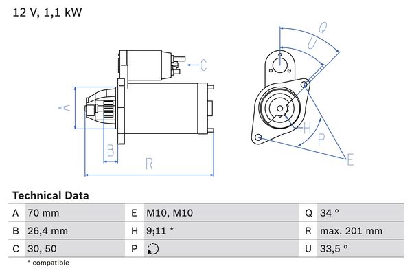 Starter 0 986 020 350 BOSCH