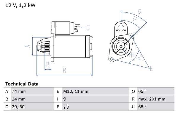 Starter 0 986 021 530 BOSCH