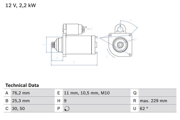 Starter 0 986 024 050 BOSCH