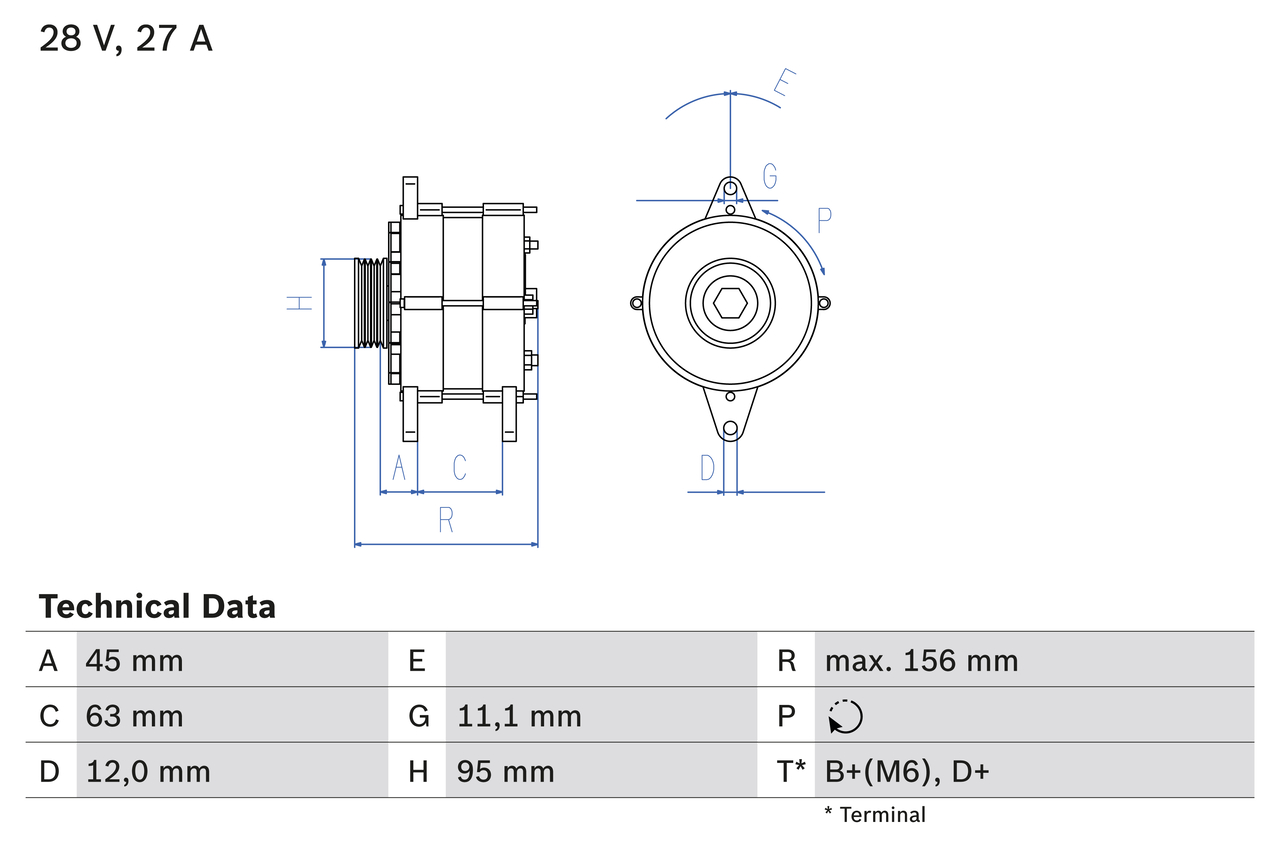 Generator / Alternator 0 986 031 340 BOSCH