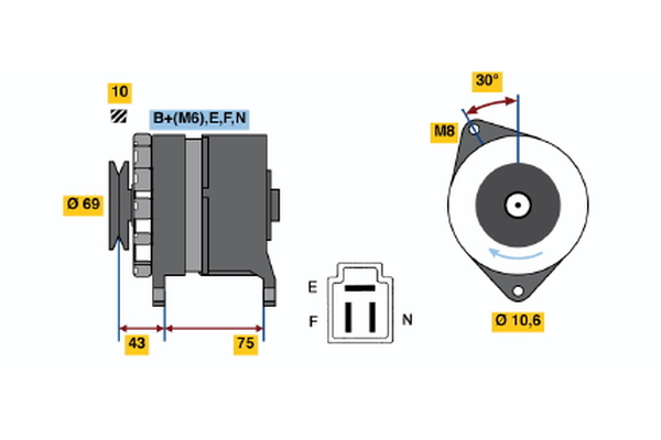 Generator / Alternator 0 986 032 591 BOSCH