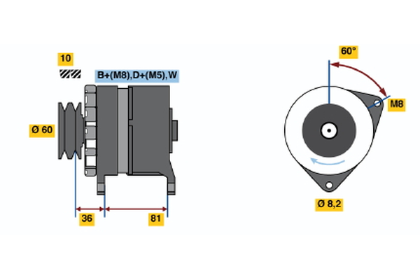 Generator / Alternator 0 986 034 010 BOSCH