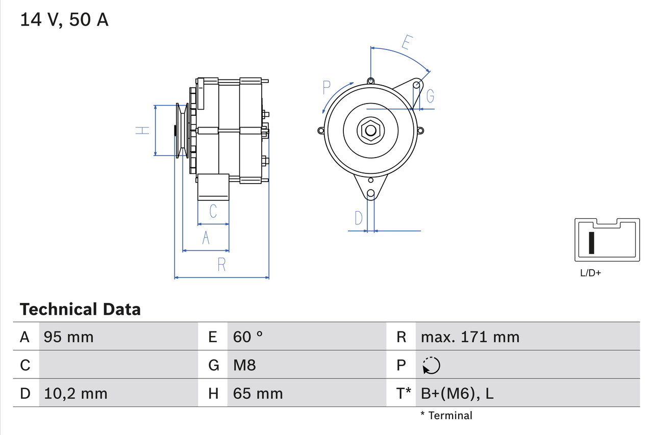 Generator / Alternator 0 986 034 830 BOSCH