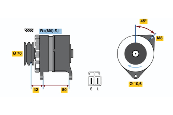 Generator / Alternator 0 986 035 331 BOSCH