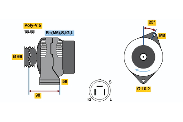 Generator / Alternator 0 986 035 601 BOSCH