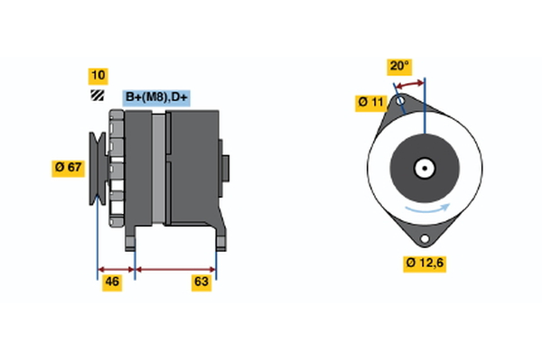 Generator / Alternator 0 986 035 770 BOSCH