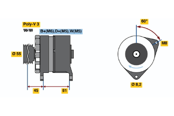 Generator / Alternator 0 986 036 071 BOSCH