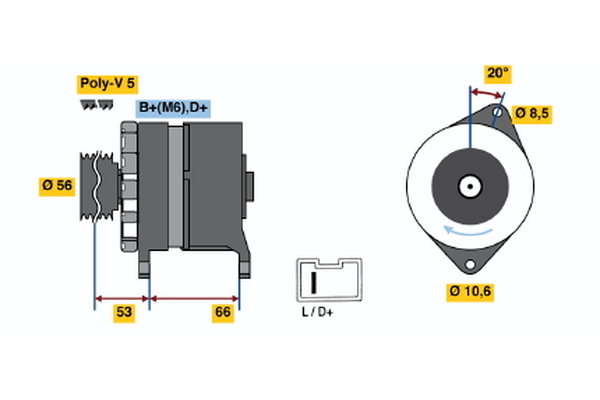 Generator / Alternator 0 986 036 480 BOSCH
