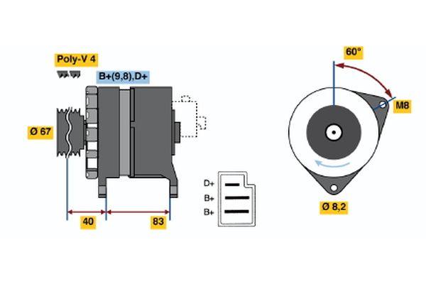 Generator / Alternator 0 986 036 611 BOSCH