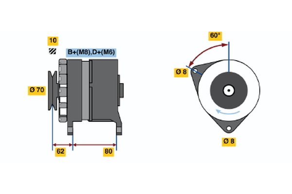 Generator / Alternator 0 986 036 770 BOSCH
