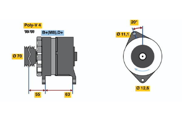 Generator / Alternator 0 986 036 780 BOSCH