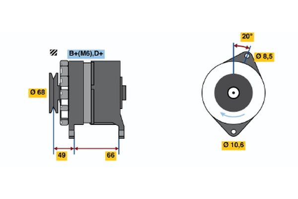 Generator / Alternator 0 986 036 841 BOSCH