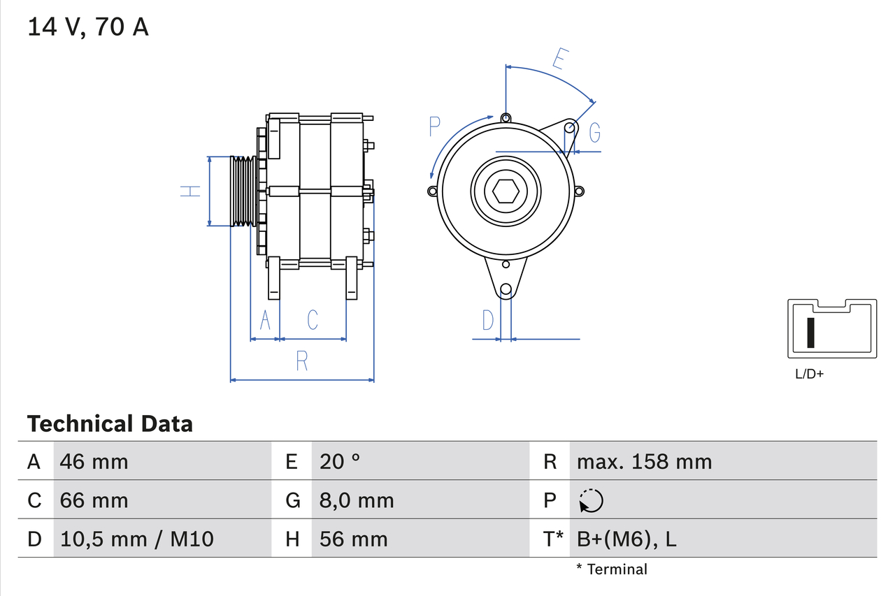 Generator / Alternator 0 986 036 851 BOSCH