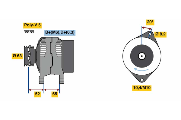 Generator / Alternator 0 986 036 871 BOSCH