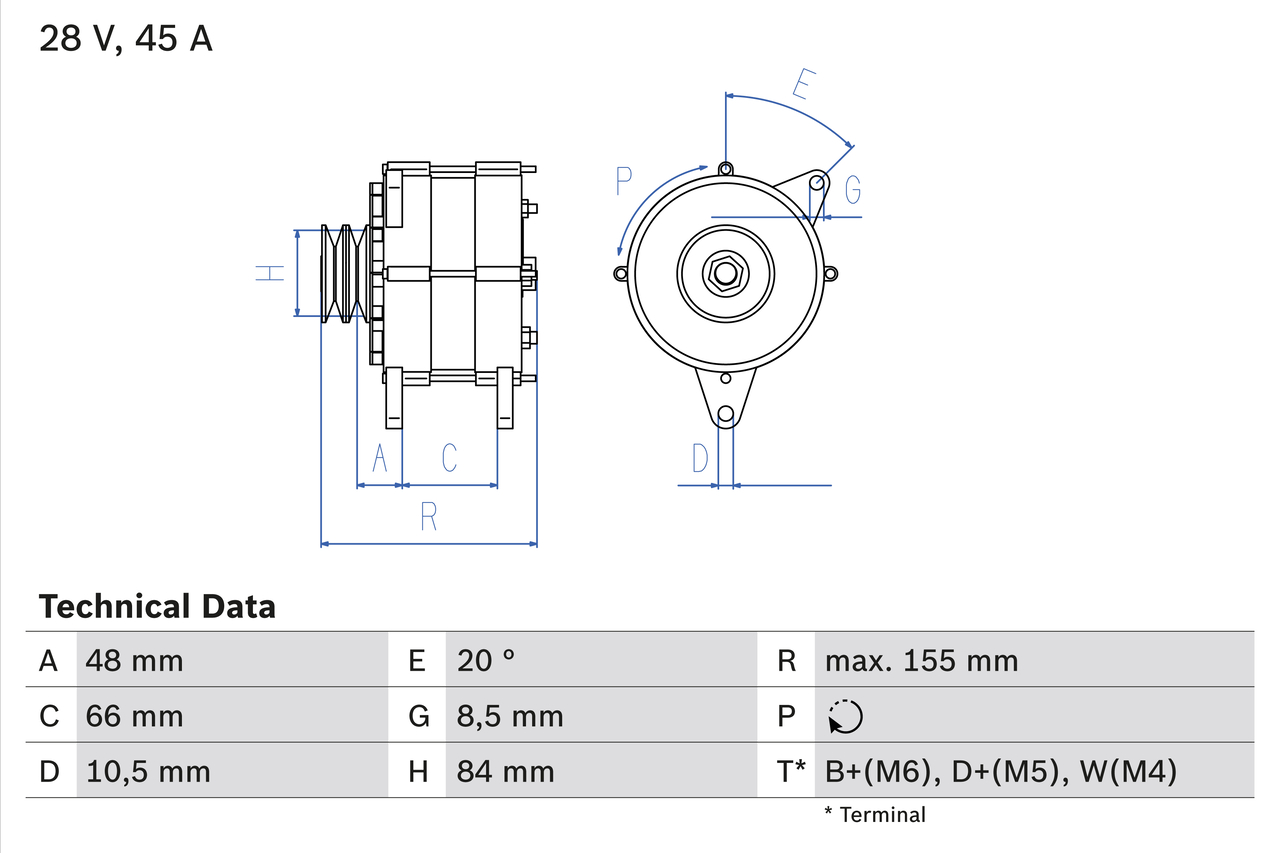 Generator / Alternator 0 986 037 221 BOSCH