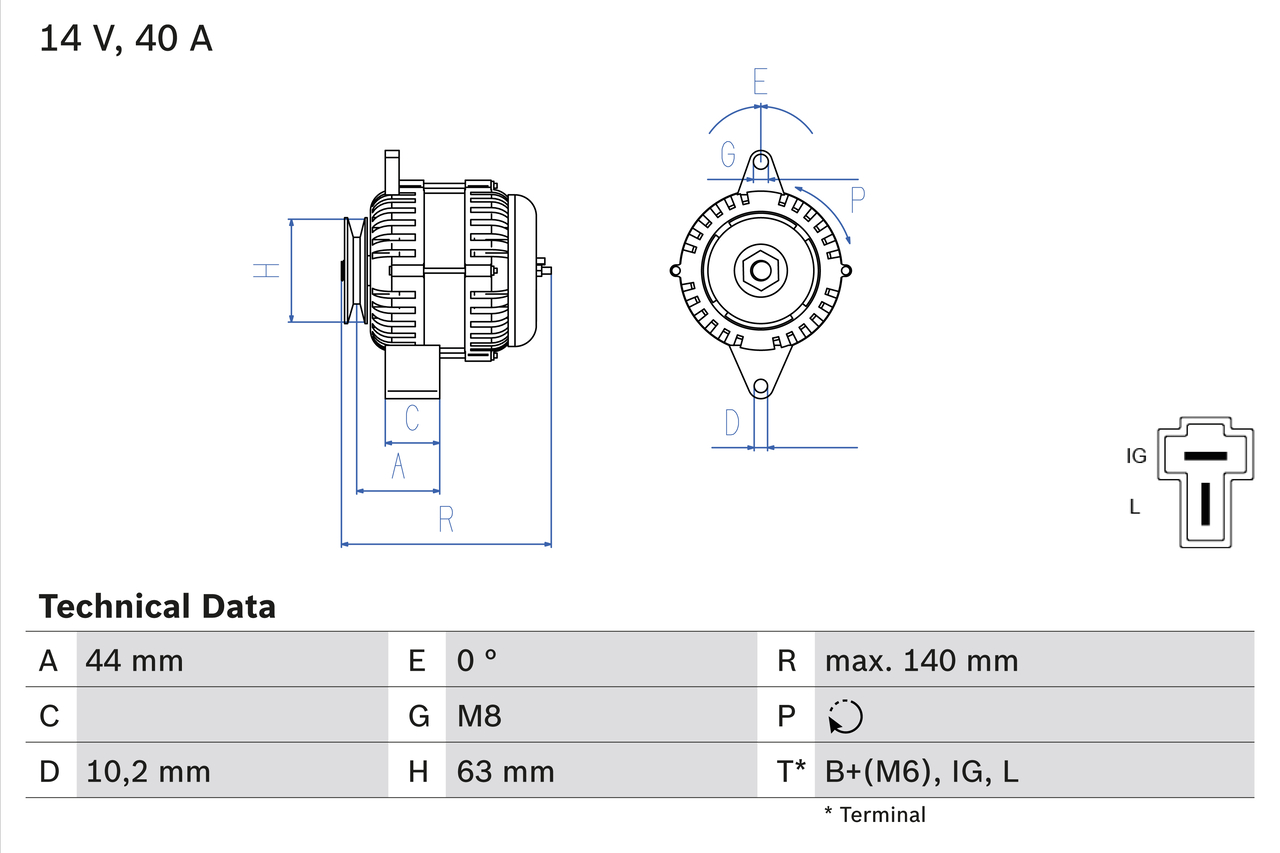 Generator / Alternator 0 986 037 271 BOSCH